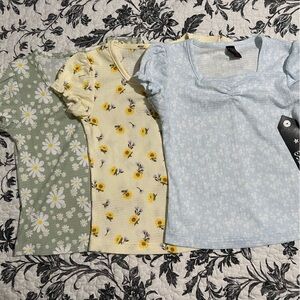 Star Ride Girls Lot of 3 Tops 5/6 Floral Short Sleeve AR17